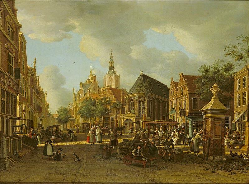unknow artist The Groenmarkt as seen towards the Westeinde Spain oil painting art